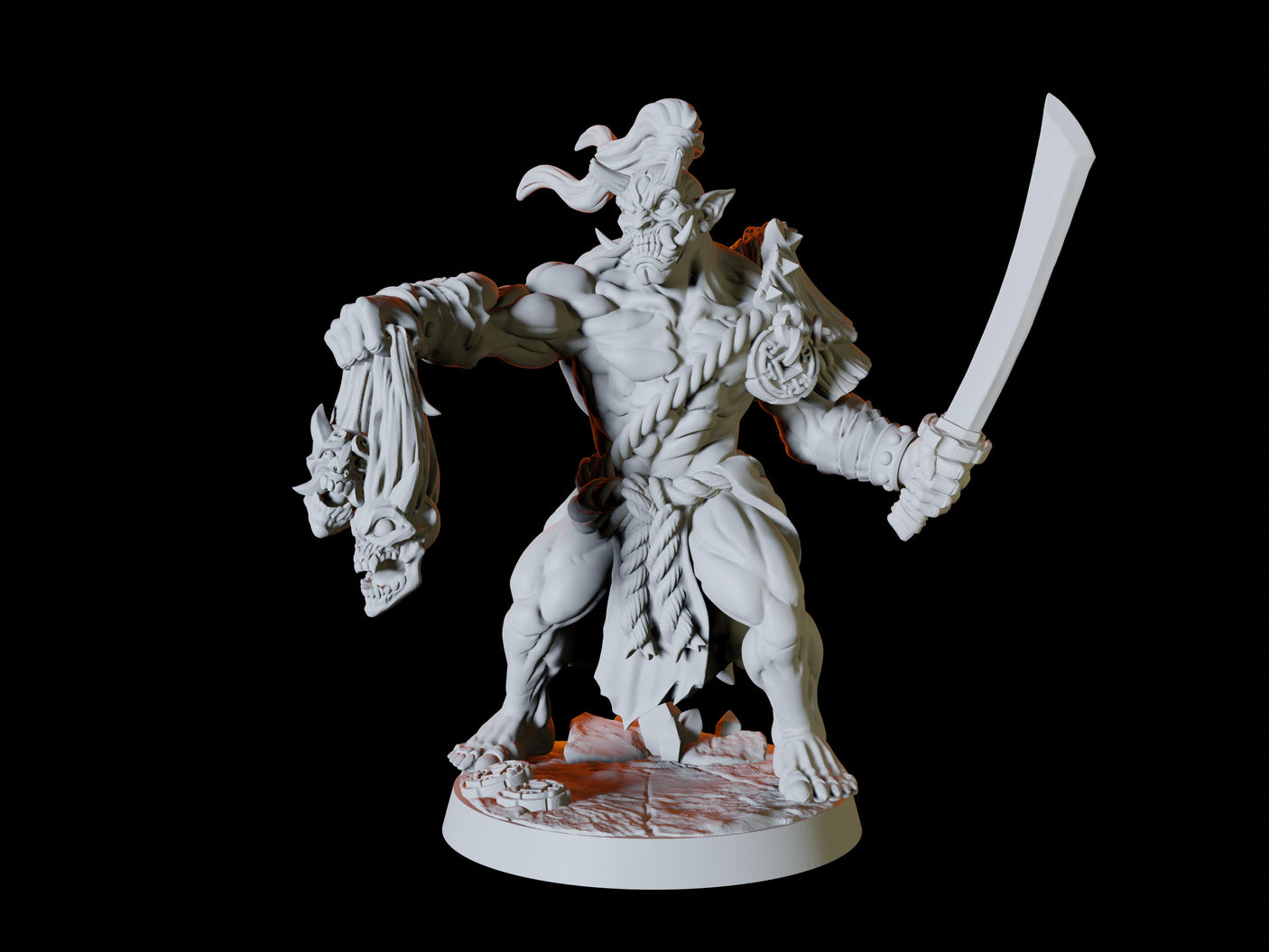 Four Japanese Inspired Orc Soldiers Miniature for Dungeons and Dragons, Pathfinder or other TTRPGs