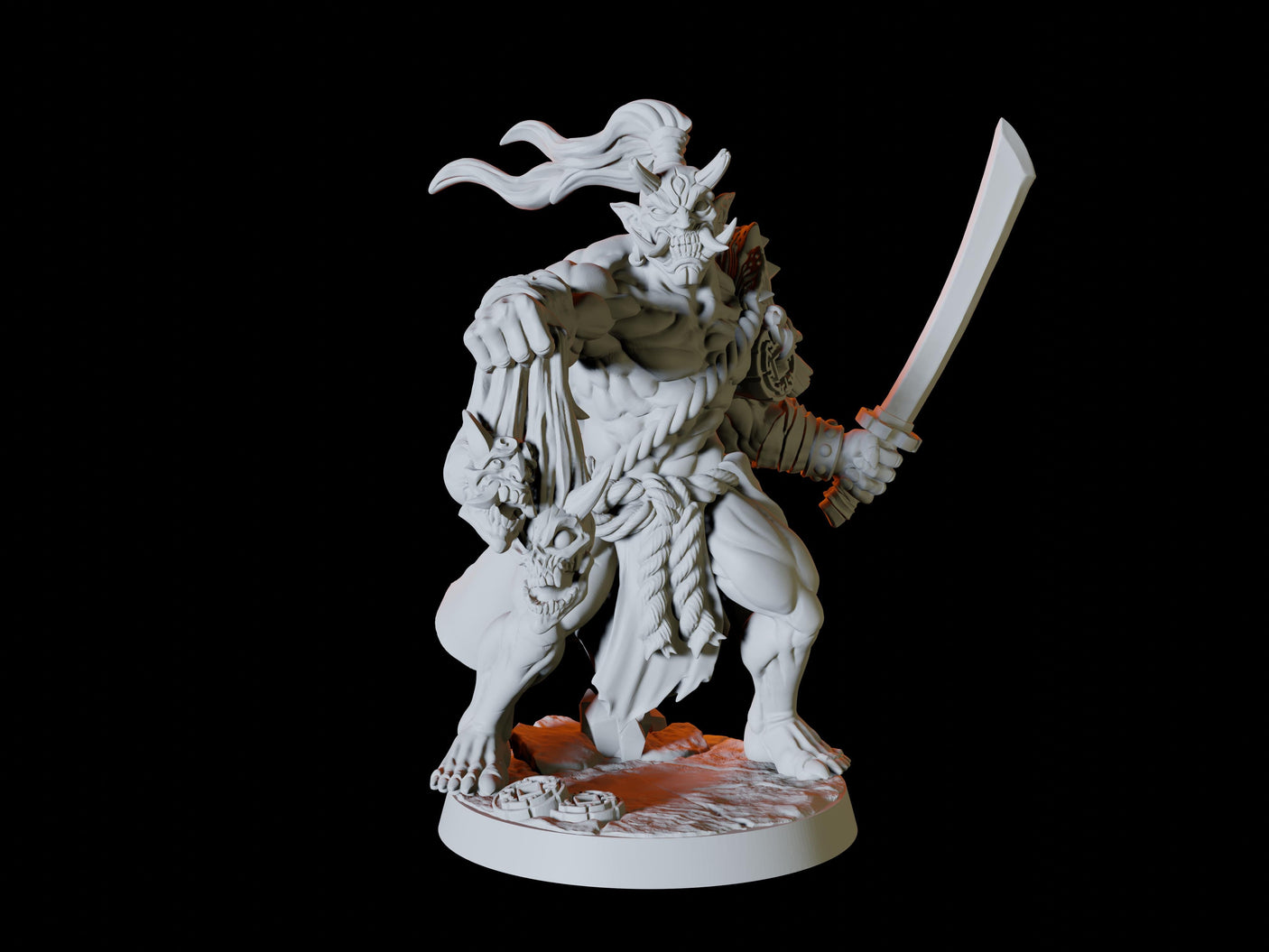 Four Japanese Inspired Orc Soldiers Miniature for Dungeons and Dragons, Pathfinder or other TTRPGs