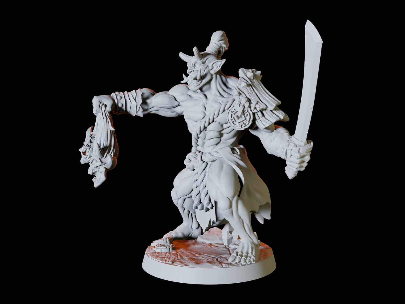 Four Japanese Inspired Orc Soldiers Miniature for Dungeons and Dragons, Pathfinder or other TTRPGs