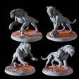 Four Sabre-Toothed Tigers Miniature for Dungeons and Dragons, Pathfinder or other TTRPGs