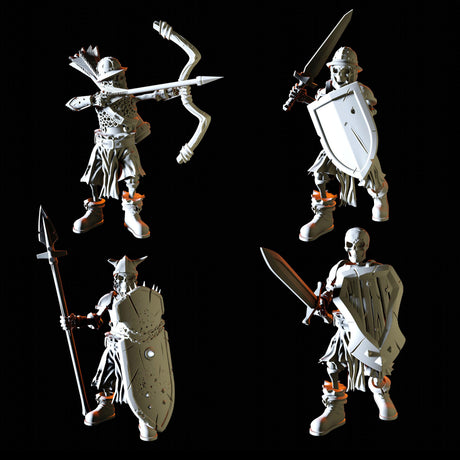 Four Skeletons Miniature for Dungeons and Dragons, Pathfinder or other TTRPGs