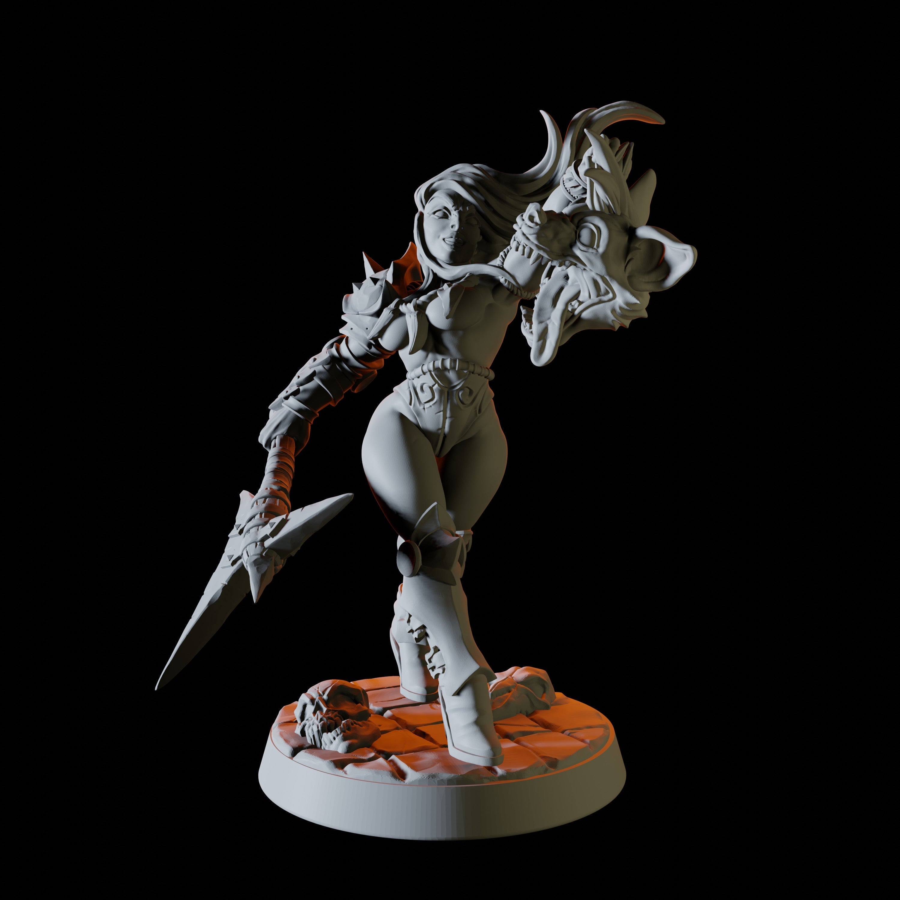 Human Gnoll Slayer Pinup Miniature for Dungeons and Dragons - Myth Forged