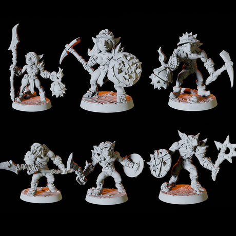 Goblin Army - Six Soldiers Miniature for Dungeons and Dragons, Pathfinder or other TTRPGs