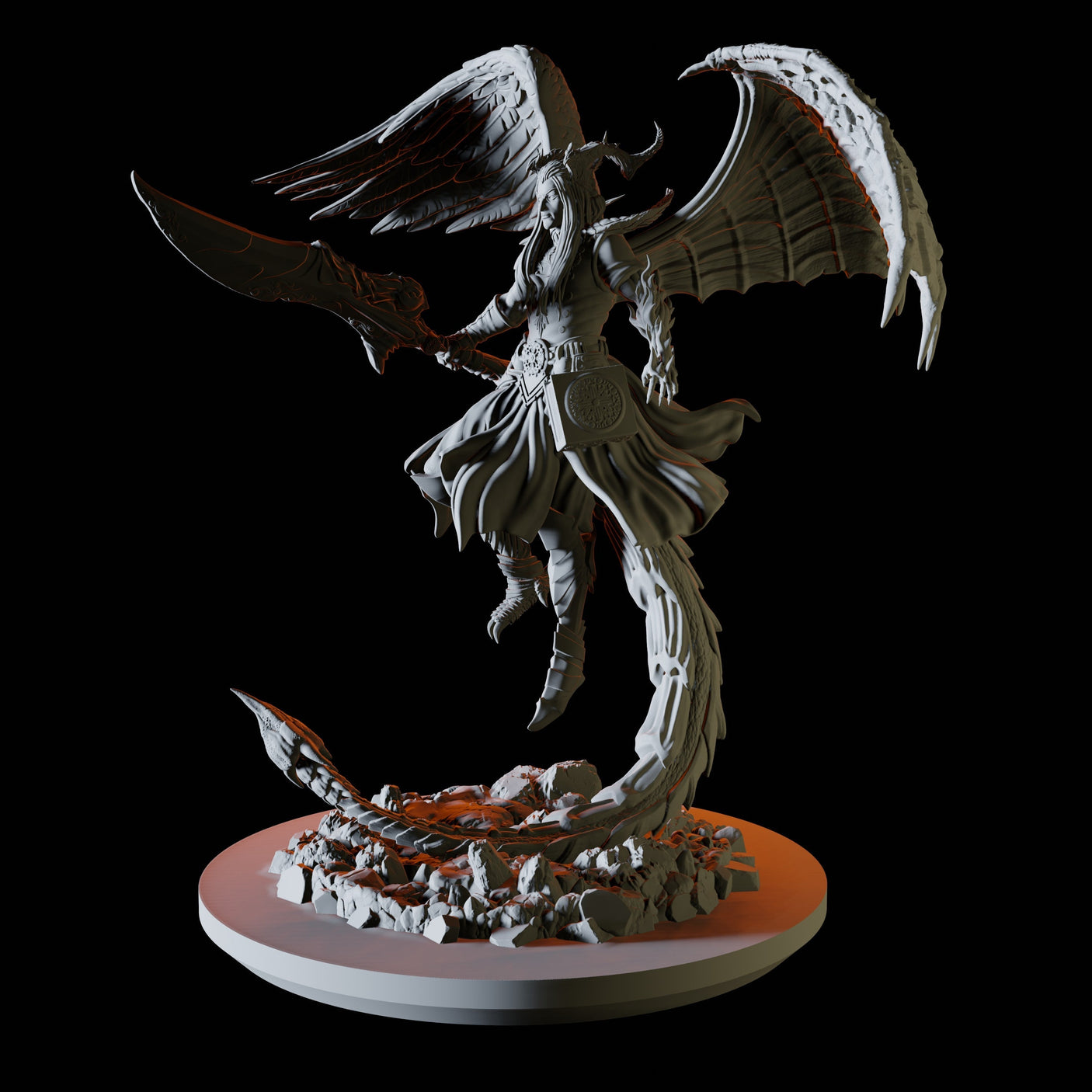 Half Angel Half Demon Celestial Miniature for Dungeons and Dragons, Pathfinder or other TTRPGs