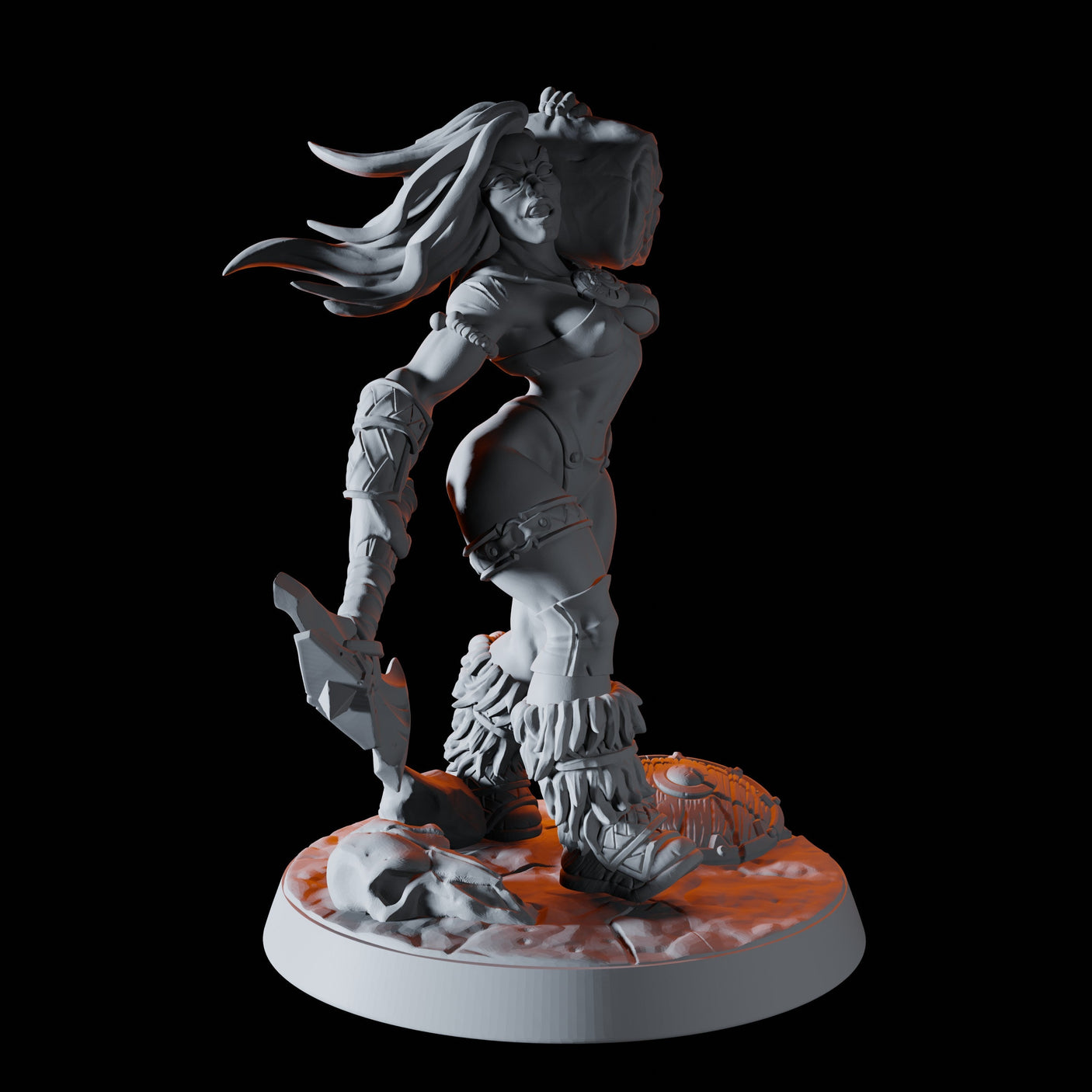 Human Barbarian Pinup Miniature for Dungeons and Dragons, Pathfinder or other TTRPGs