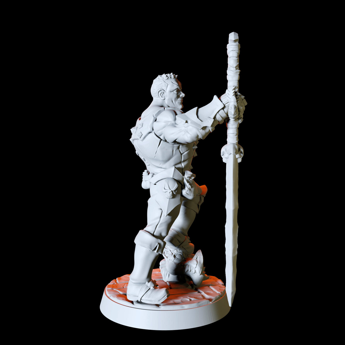 Human Barbarian with a big sword Miniature for Dungeons and Dragons, Pathfinder or other TTRPGs