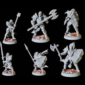 Human Fighter Army - Six Soldiers Miniature for Dungeons and Dragons, Pathfinder or other TTRPGs