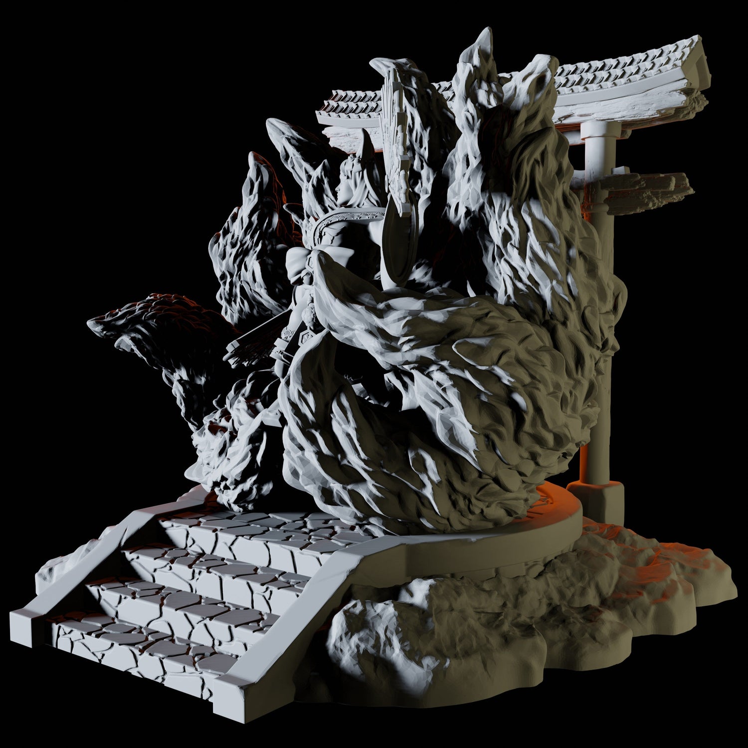 Kitsune Sorcerer Miniature for Dungeons and Dragons, Pathfinder or other TTRPGs