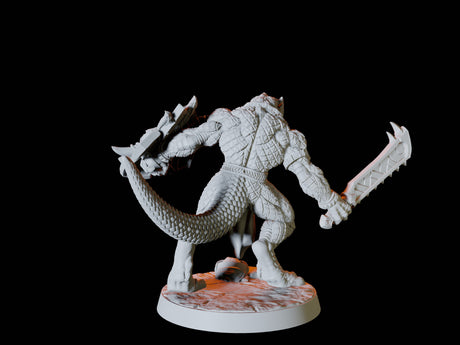 Lizardfolk Army - Six Soldiers Miniature for Dungeons and Dragons, Pathfinder or other TTRPGs