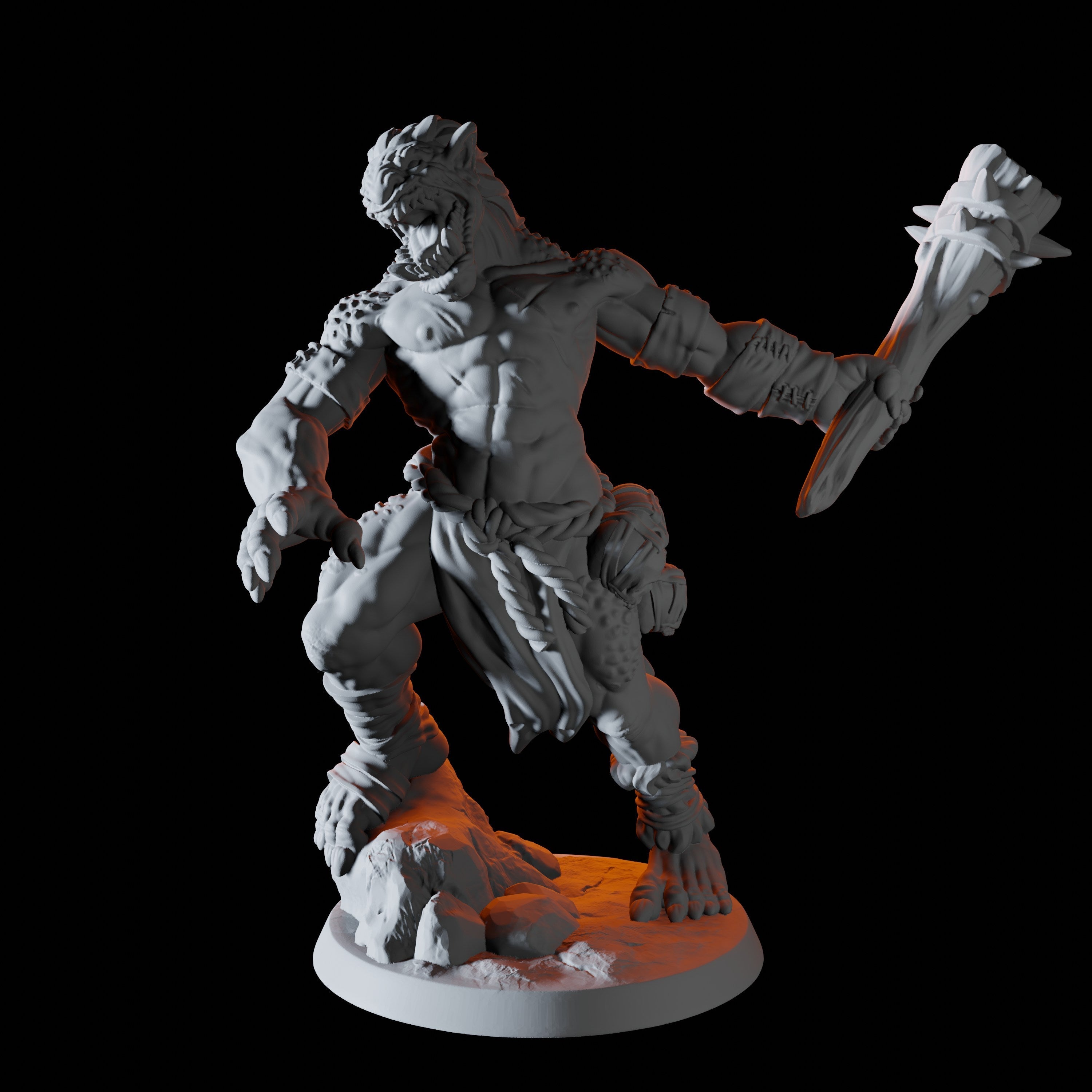 Lizardfolk Barbarian Miniature for Dungeons and Dragons - Myth Forged