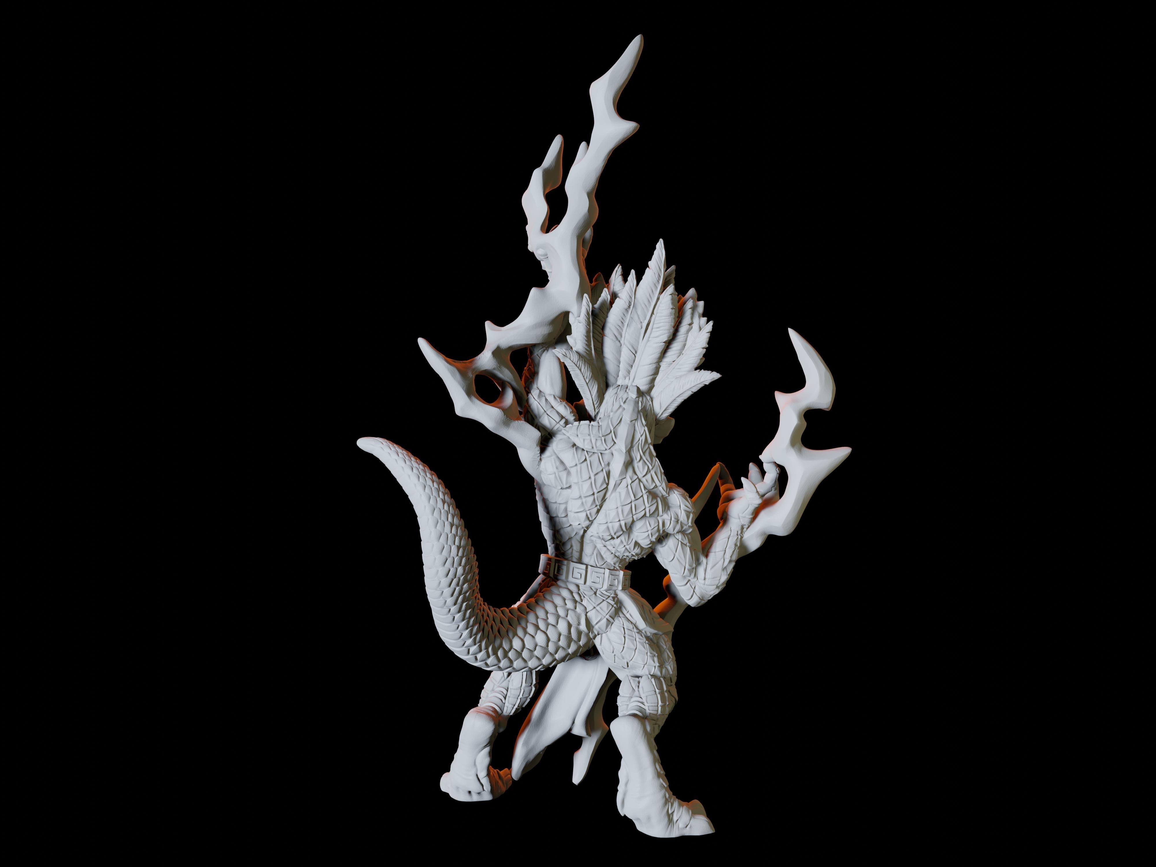 Lizardfolk Shaman Miniature for Dungeons and Dragons - Myth Forged