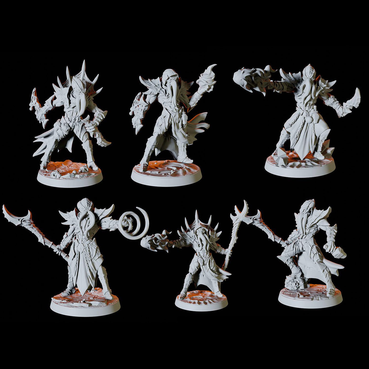 Mind Flayer Army - Six Soldiers Miniature for Dungeons and Dragons, Pathfinder or other TTRPGs