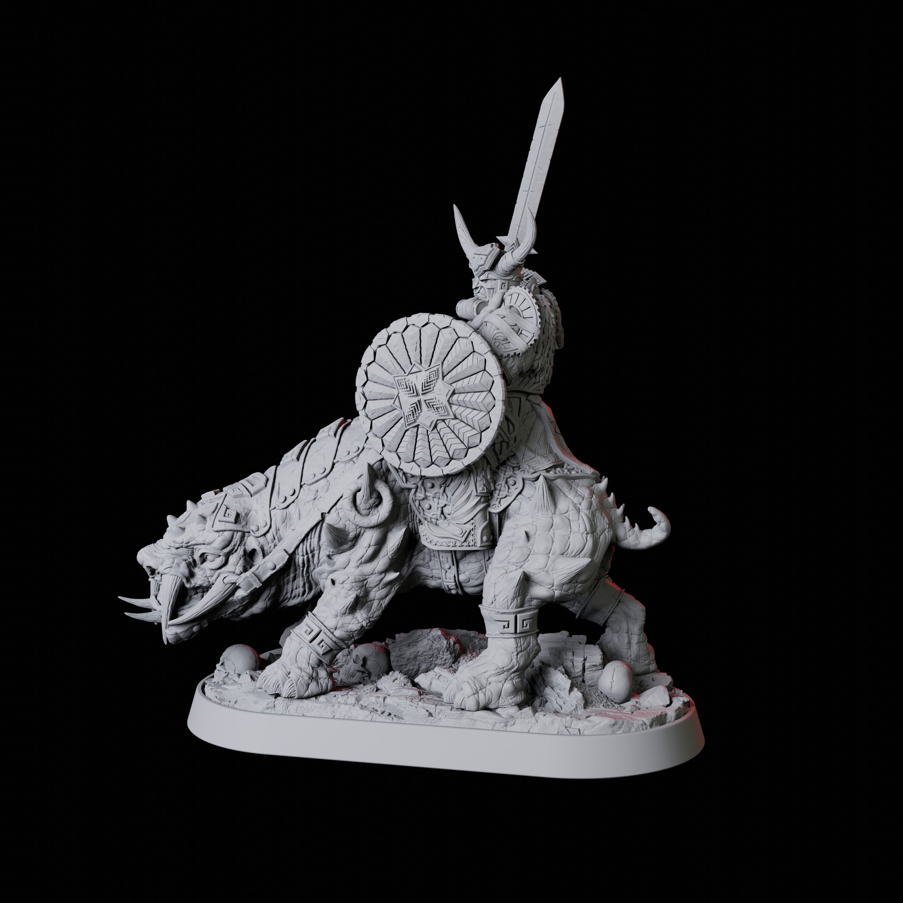 Mounted Barbarian Warrior Miniature for Dungeons and Dragons