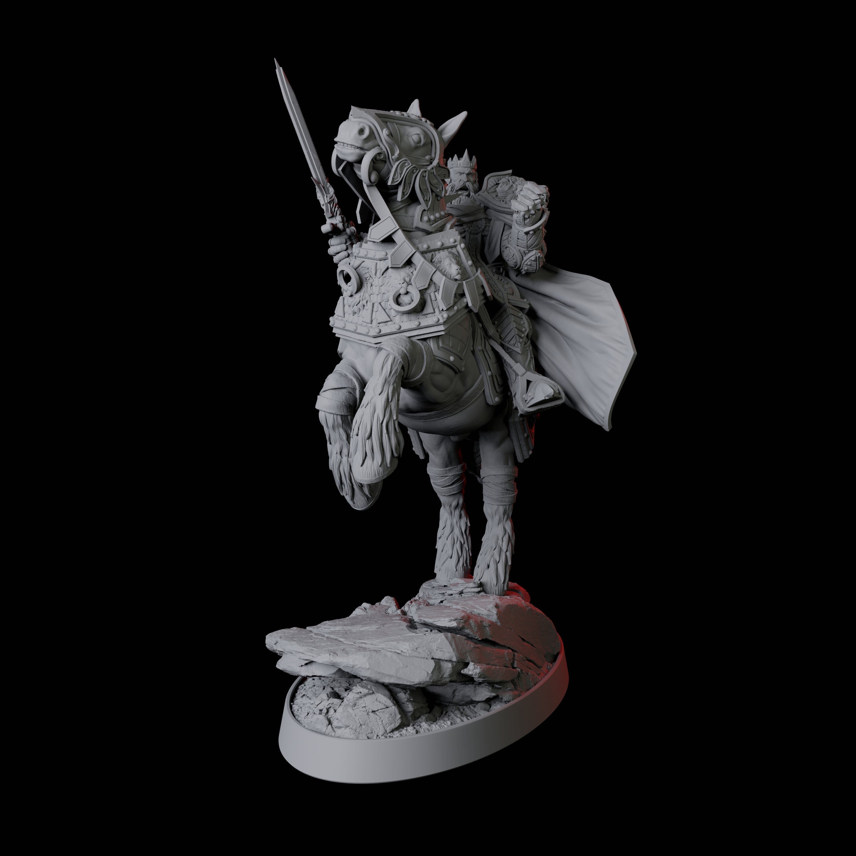 Paladin Knight on Rearing Horse Miniature for Dungeons and Dragons