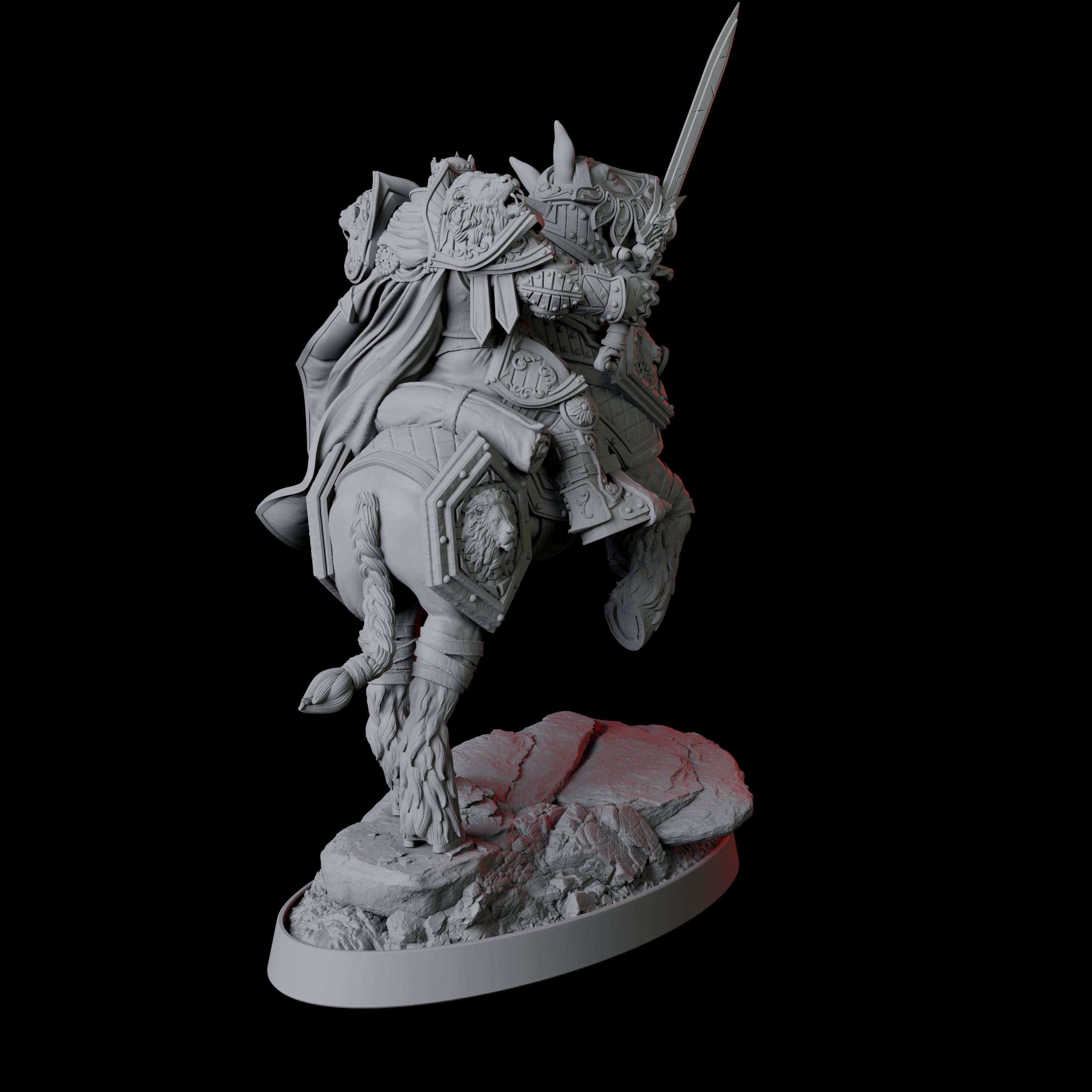 Paladin Knight on Rearing Horse Miniature for Dungeons and Dragons
