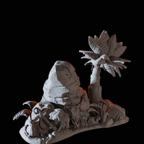 Palm Tree and Anchor Miniature for Dungeons and Dragons, Pathfinder or other TTRPGs