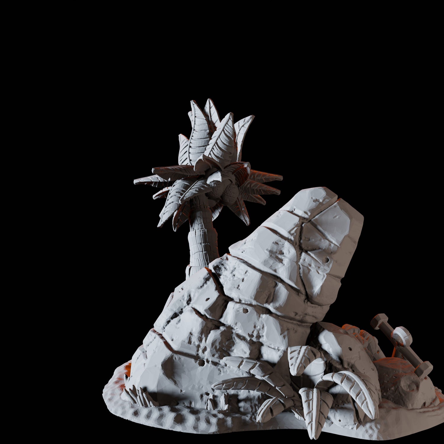 Palm Tree and Anchor Miniature for Dungeons and Dragons, Pathfinder or other TTRPGs