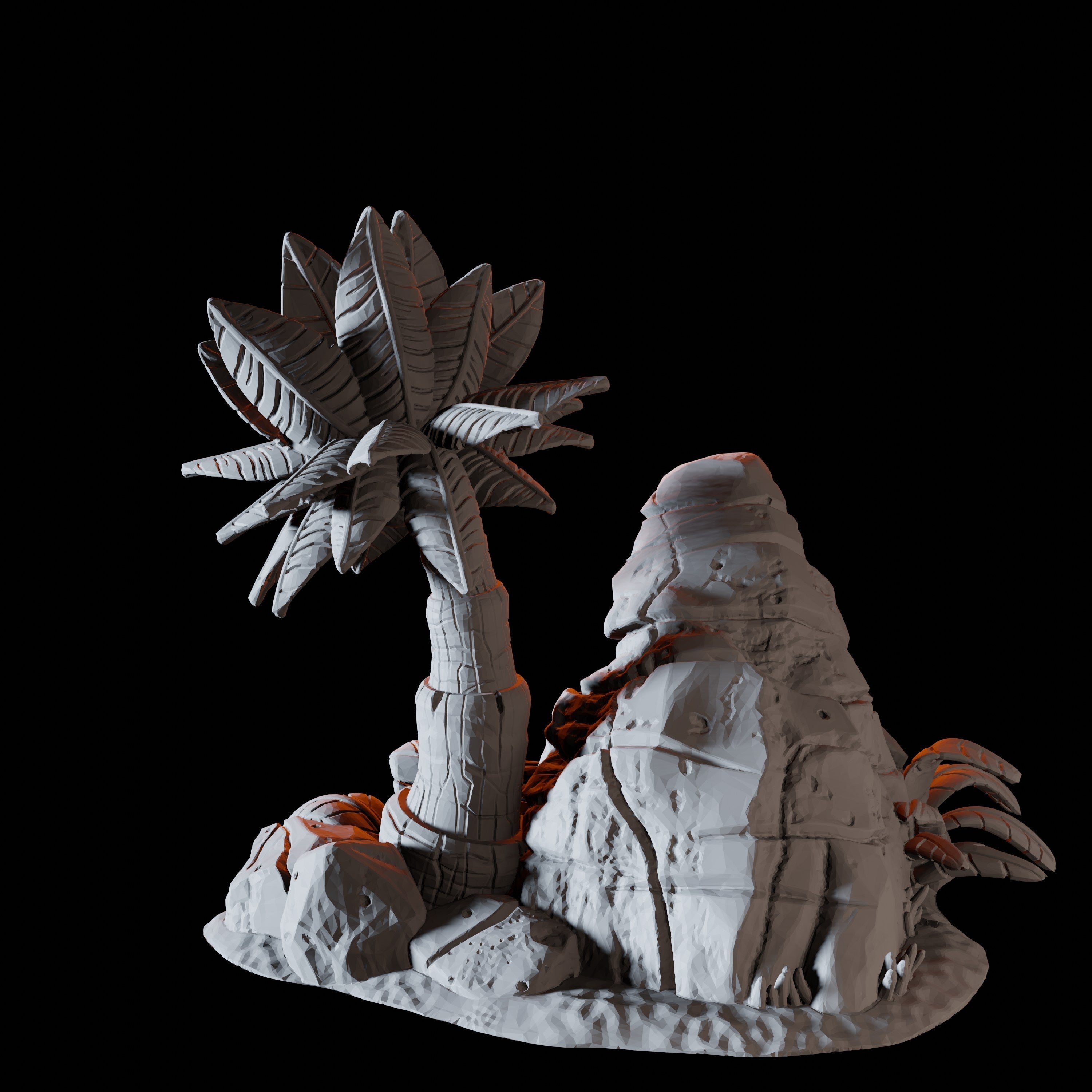 Palm Tree and Anchor - Coastal Terrain Miniature for Dungeons and Dragons - Myth Forged