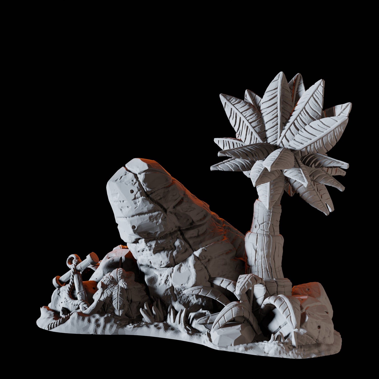 Palm Tree and Anchor Miniature for Dungeons and Dragons, Pathfinder or other TTRPGs