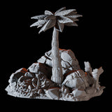 Palm Tree and Rocks Miniature for Dungeons and Dragons, Pathfinder or other TTRPGs