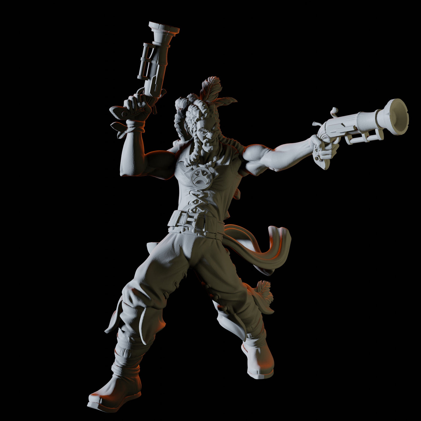 Pirate Gunslinger Miniature for Dungeons and Dragons, Pathfinder or other TTRPGs