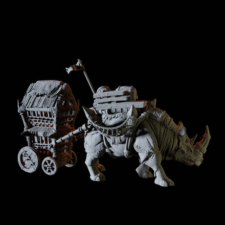 Rhino Caravan Miniature for Dungeons and Dragons, Pathfinder or other TTRPGs