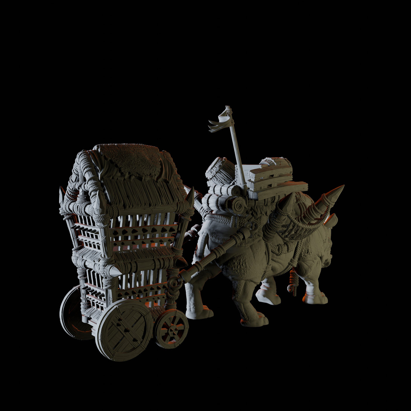 Rhino Caravan Miniature for Dungeons and Dragons, Pathfinder or other TTRPGs