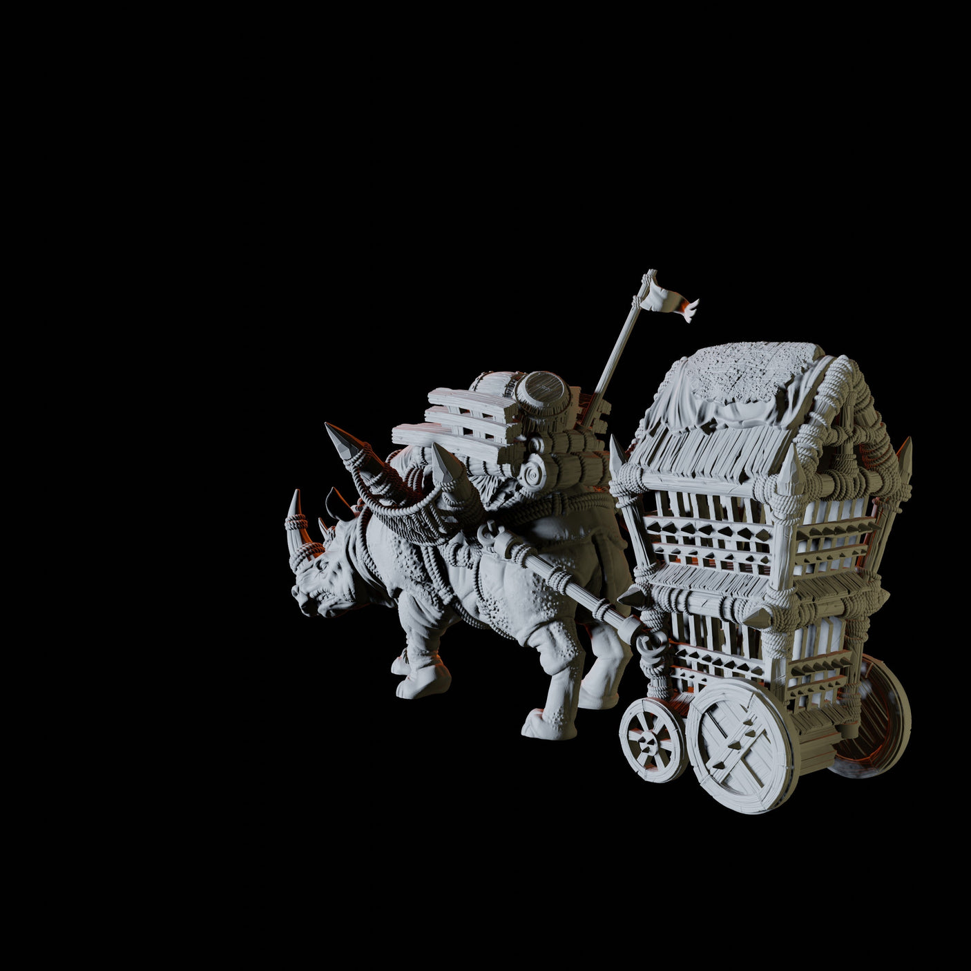 Rhino Caravan Miniature for Dungeons and Dragons, Pathfinder or other TTRPGs