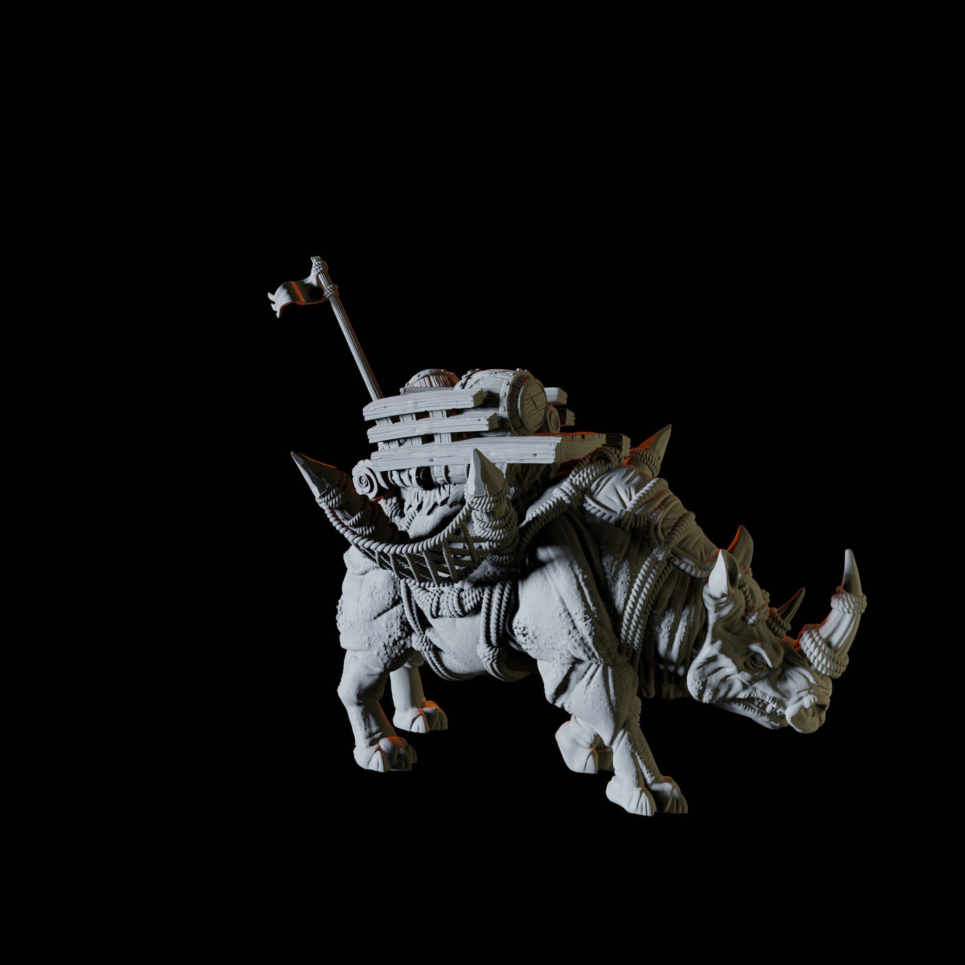 Rhino Caravan Miniature for Dungeons and Dragons, Pathfinder or other TTRPGs