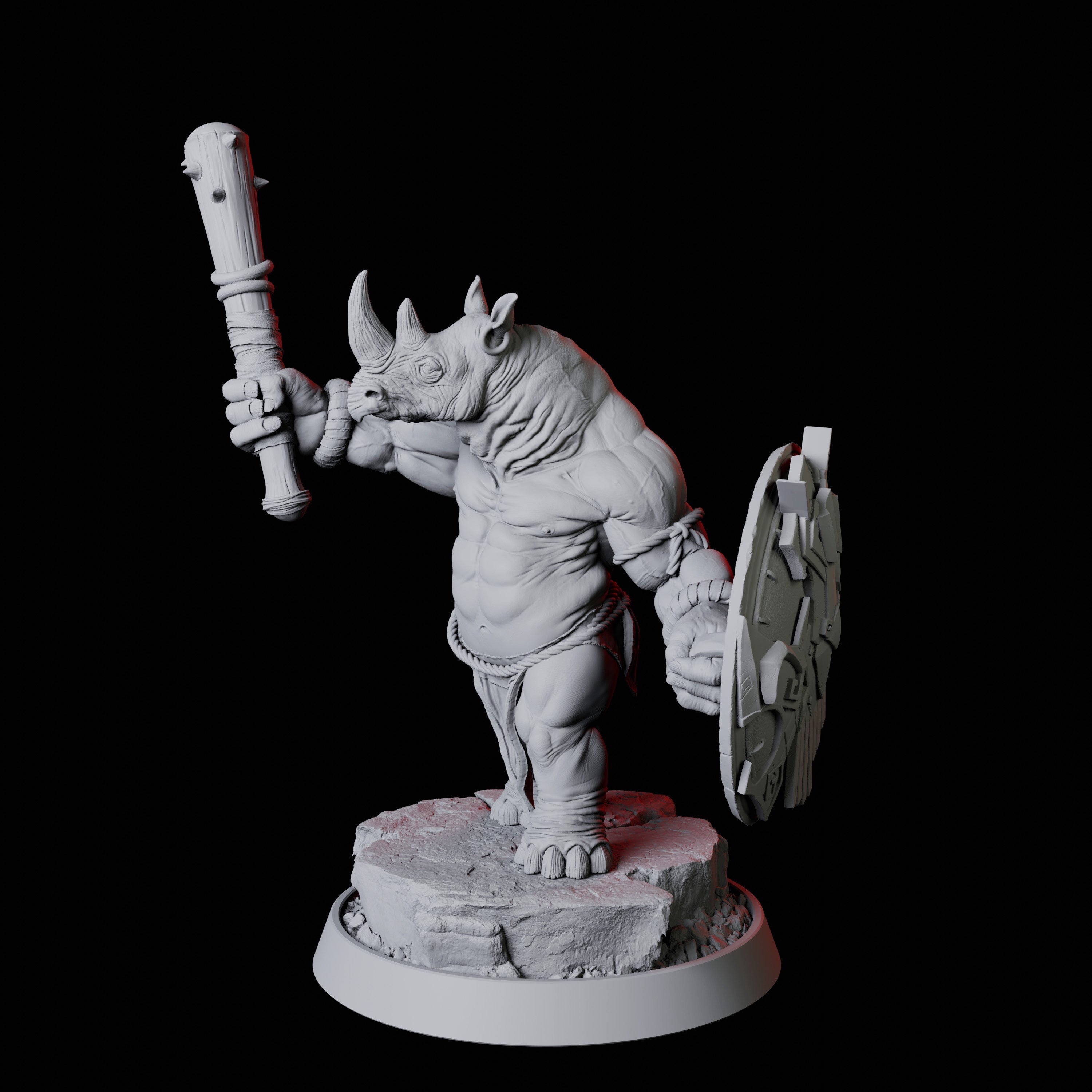 Rhino Folk Gladiator Miniature for Dungeons and Dragons