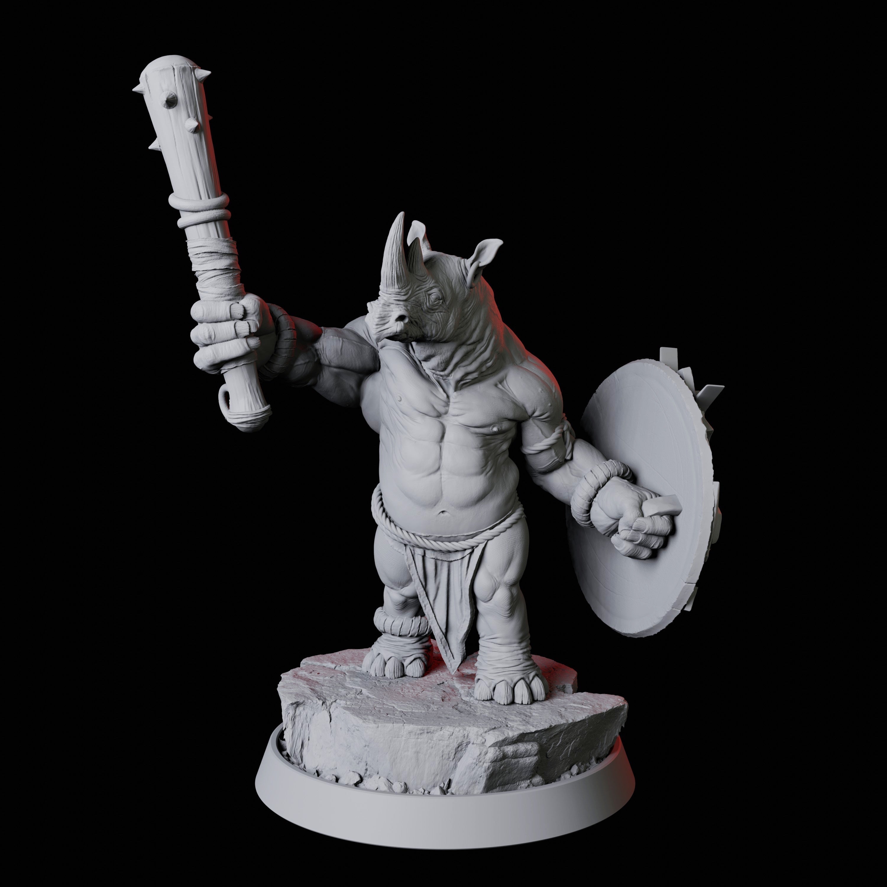 Rhino Folk Gladiator Miniature for Dungeons and Dragons