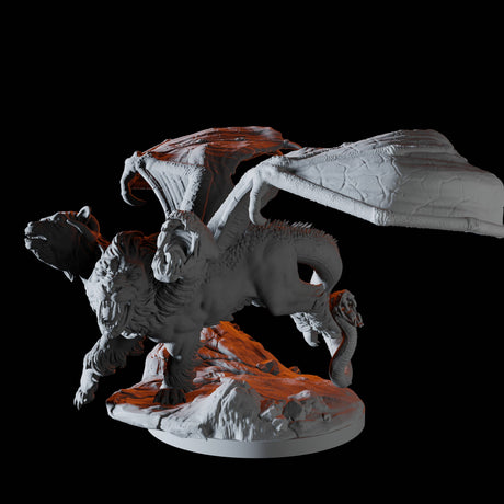 Roaring Chimera Miniature for Dungeons and Dragons, Pathfinder or other TTRPGs