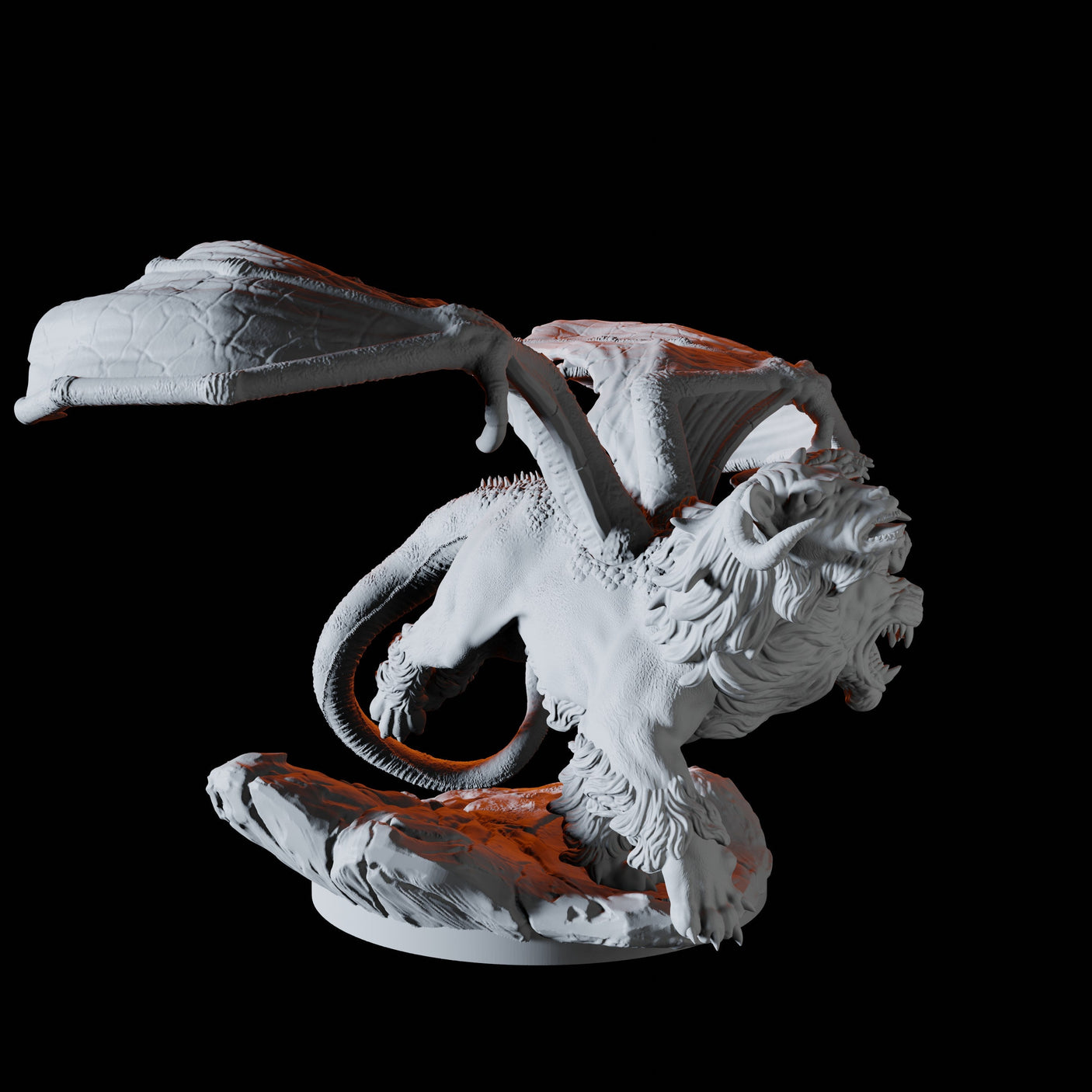 Roaring Chimera Miniature for Dungeons and Dragons, Pathfinder or other TTRPGs