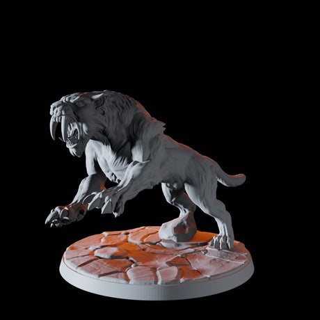 Sabre-Toothed Tiger C Miniature for Dungeons and Dragons, Pathfinder or other TTRPGs