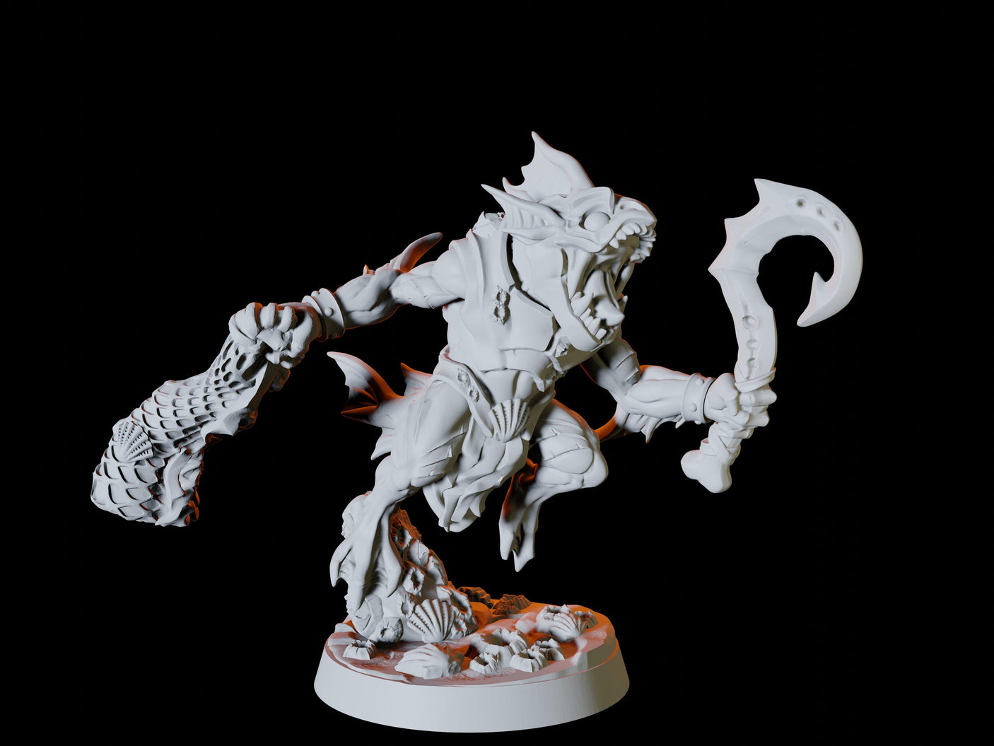 Sahuagin Army - Six Soldiers Miniature for Dungeons and Dragons, Pathfinder or other TTRPGs