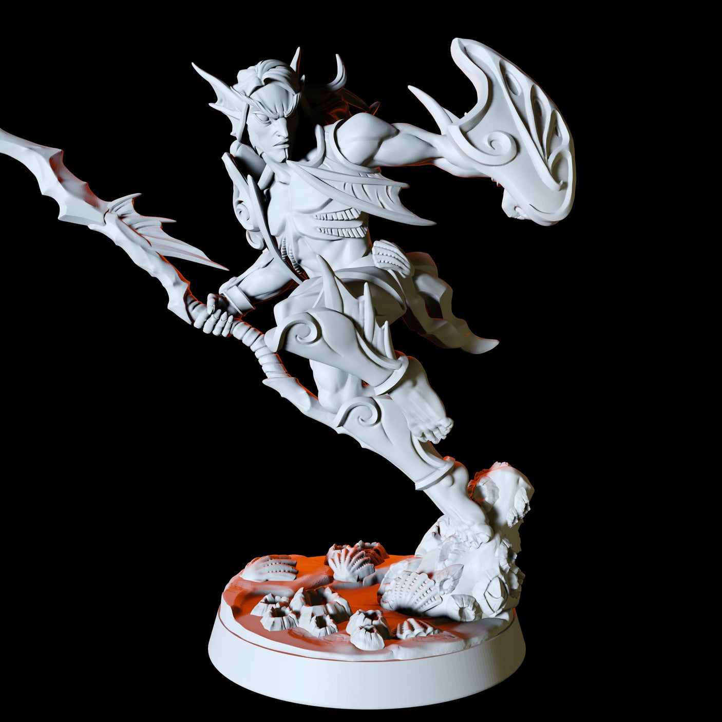 Sea Elf Army - Six Fighters Miniature for Dungeons and Dragons, Pathfinder or other TTRPGs