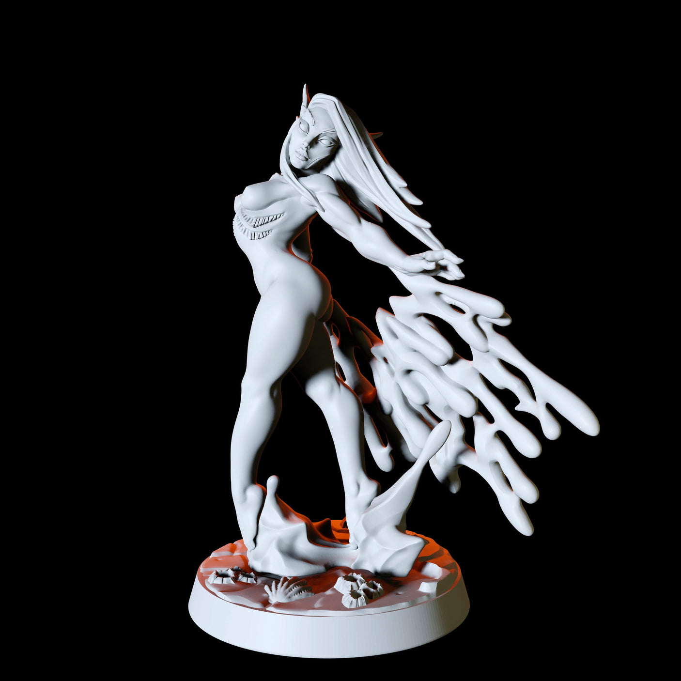 Sea Elf Pinup Miniature for Dungeons and Dragons, Pathfinder or other TTRPGs