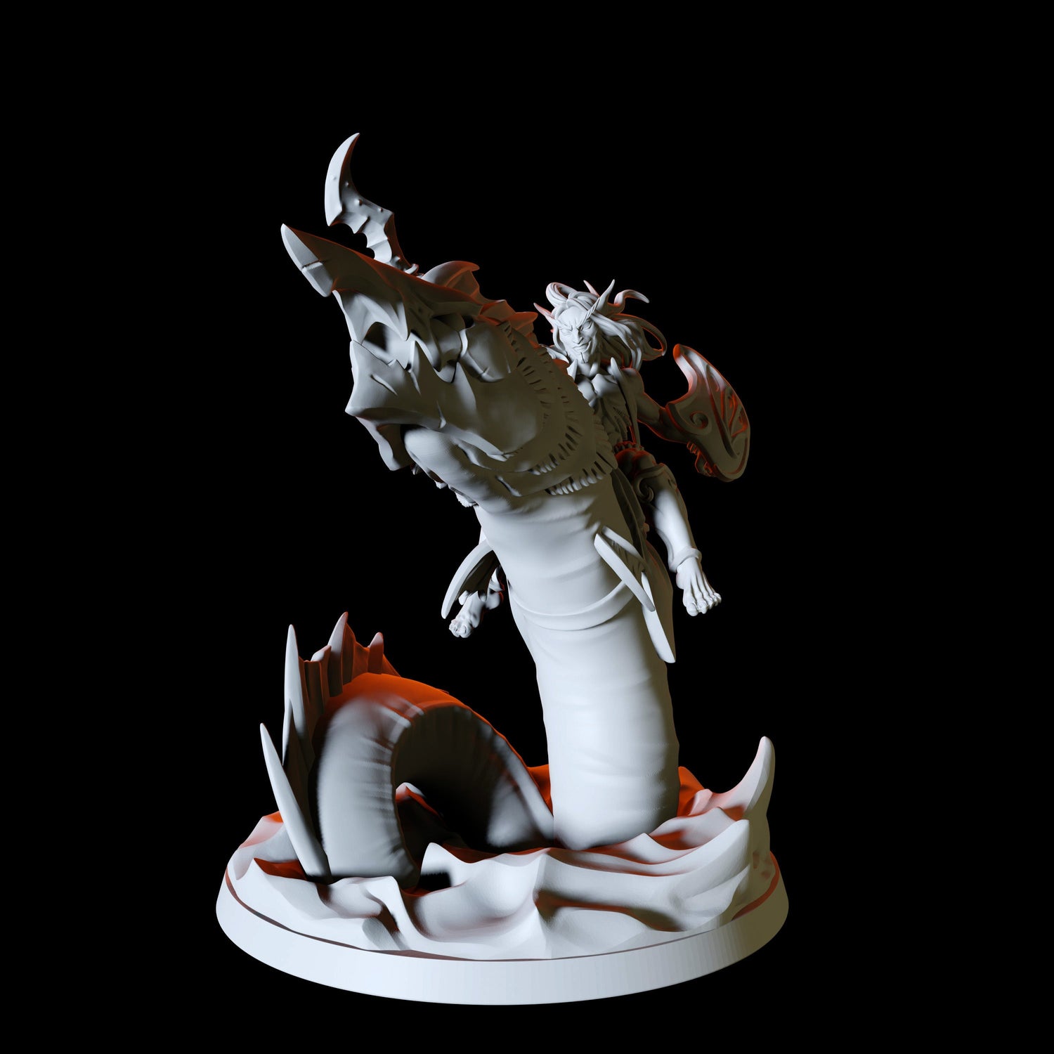 Sea Elf Rider Type A Miniature for Dungeons and Dragons, Pathfinder or other TTRPGs
