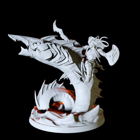 Sea Elf Rider Type A Miniature for Dungeons and Dragons, Pathfinder or other TTRPGs
