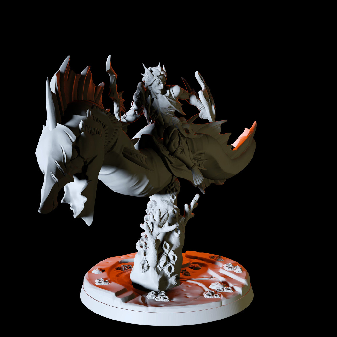 Sea Elf Rider Type B Miniature for Dungeons and Dragons, Pathfinder or other TTRPGs
