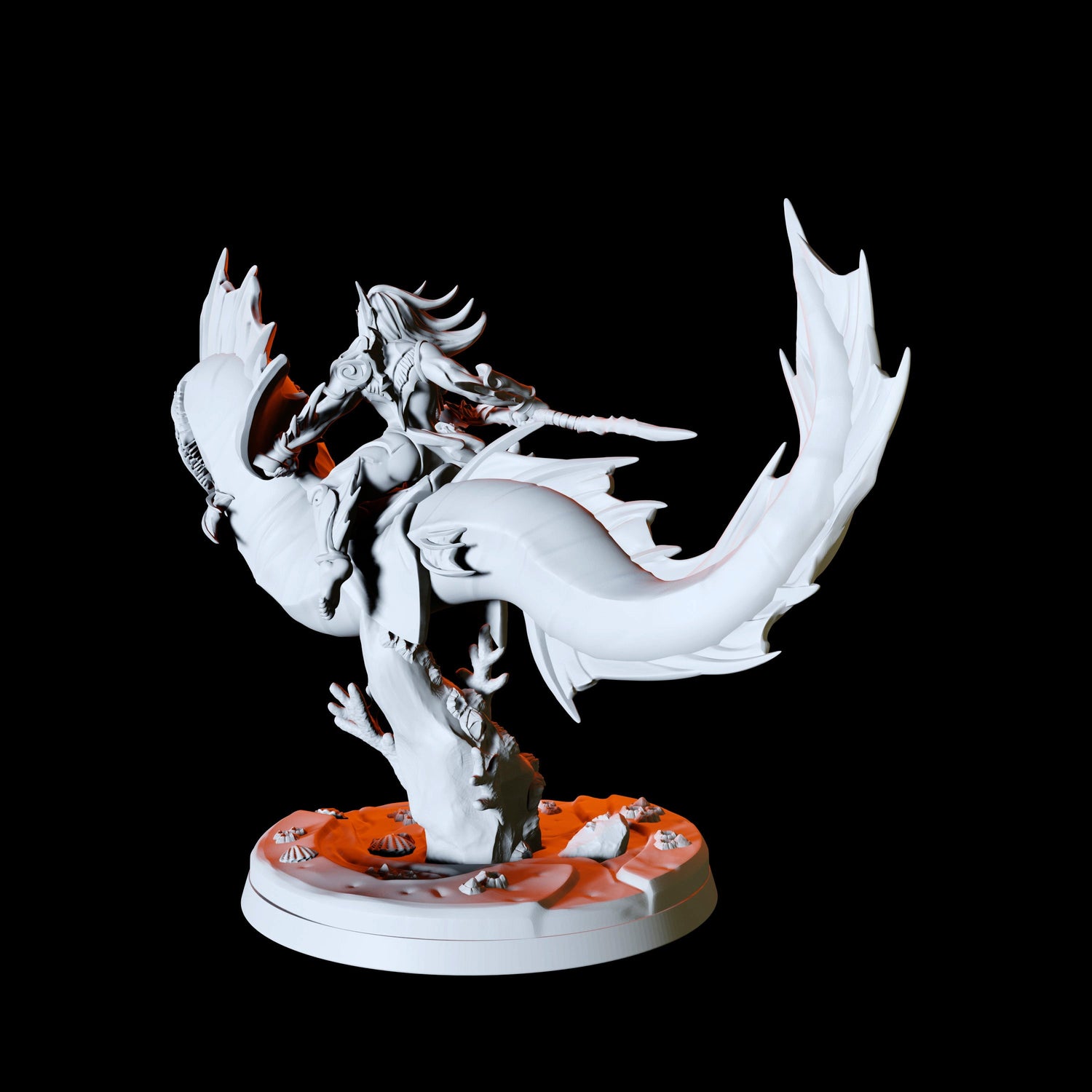 Sea Elf Rider Type C Miniature for Dungeons and Dragons, Pathfinder or other TTRPGs