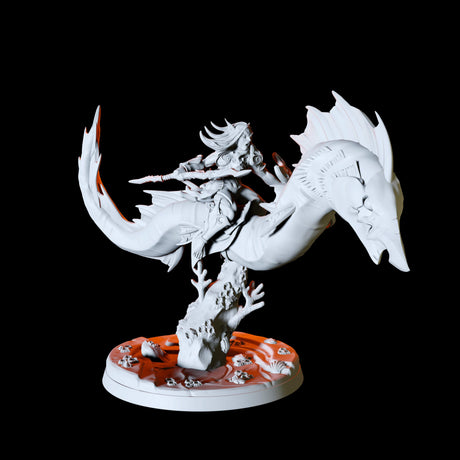 Sea Elf Rider Type C Miniature for Dungeons and Dragons, Pathfinder or other TTRPGs