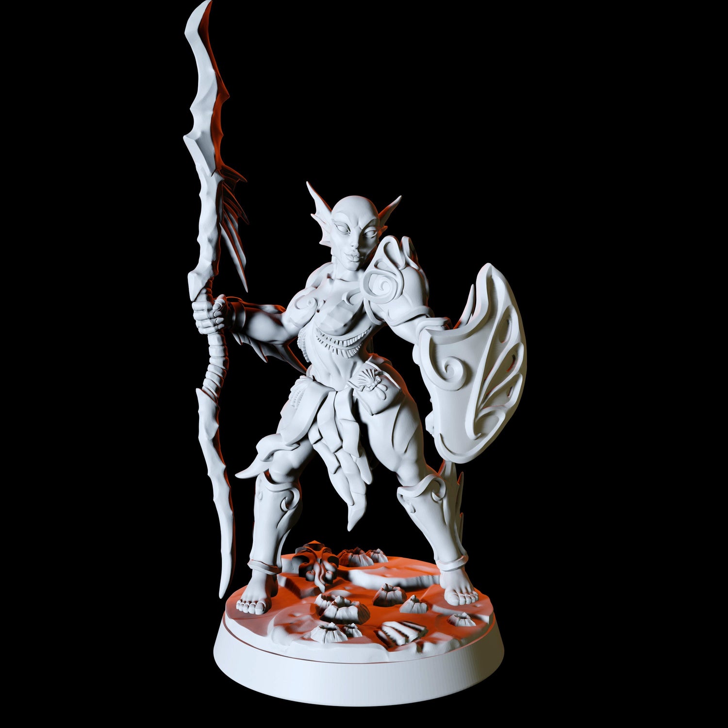 Sea Elf with spear and shield Miniature for Dungeons and Dragons, Pathfinder or other TTRPGs