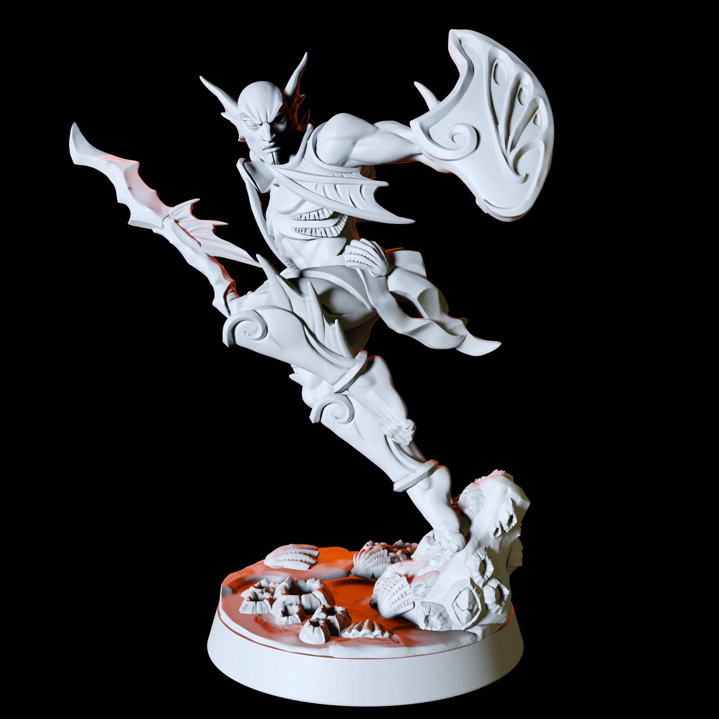 Sea Elf with spear and shield Miniature for Dungeons and Dragons, Pathfinder or other TTRPGs