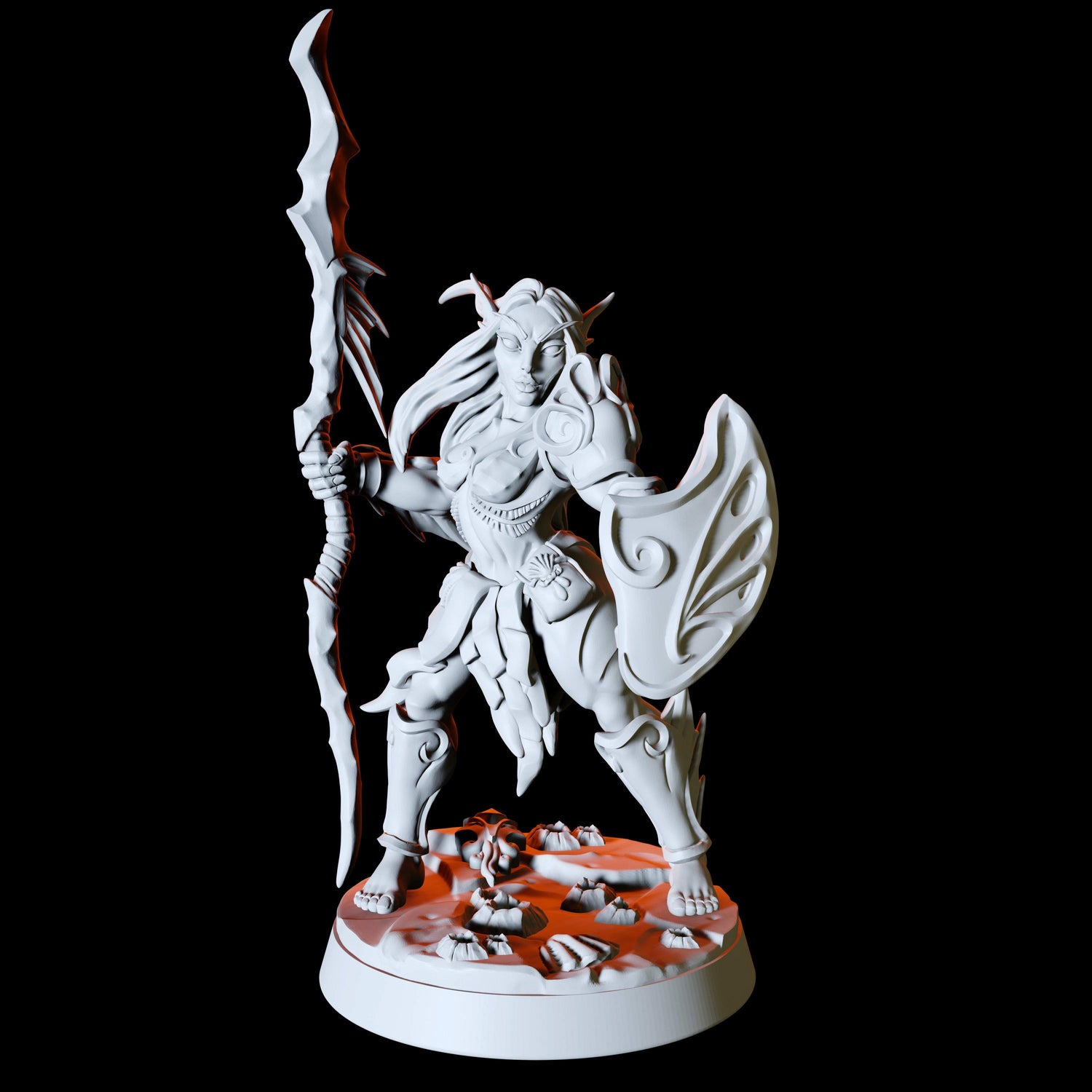 Sea Elf with spear and shield Miniature for Dungeons and Dragons, Pathfinder or other TTRPGs