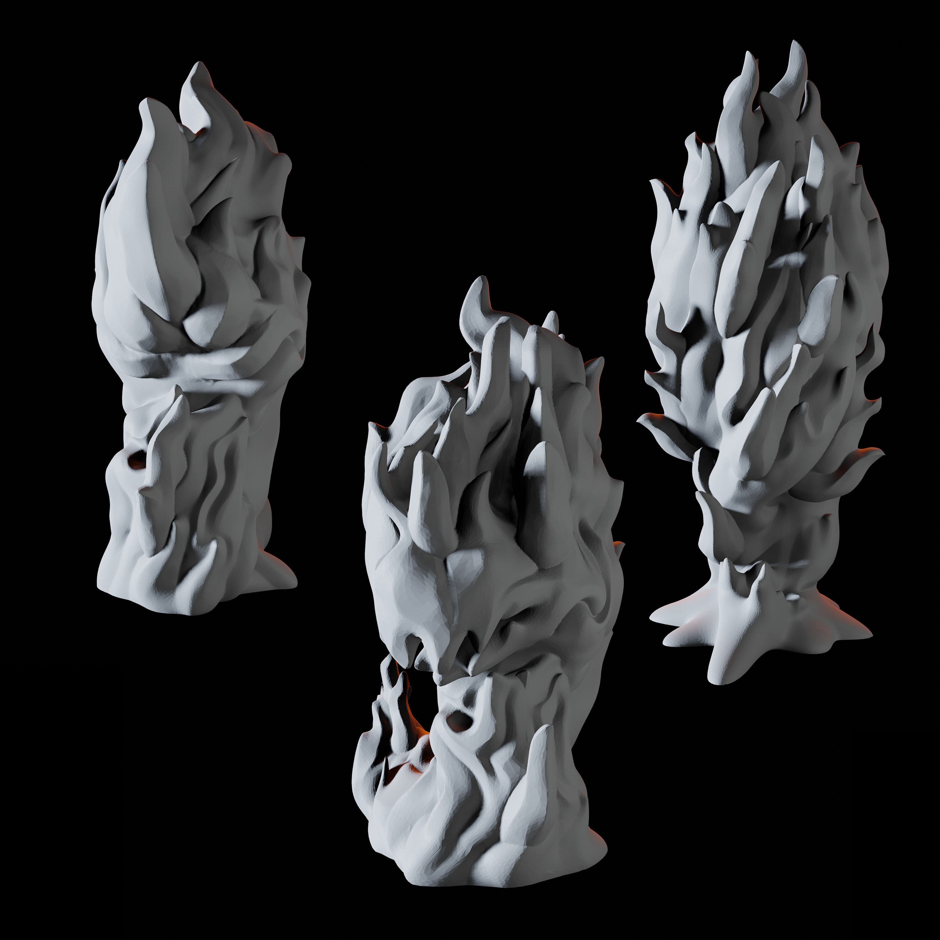 Three Young Fire Elemental Miniatures for Dungeons and Dragons - Myth Forged