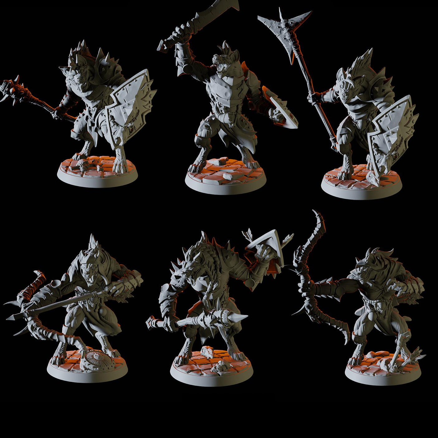 Six Gnoll Fighters Miniature for Dungeons and Dragons, Pathfinder or other TTRPGs