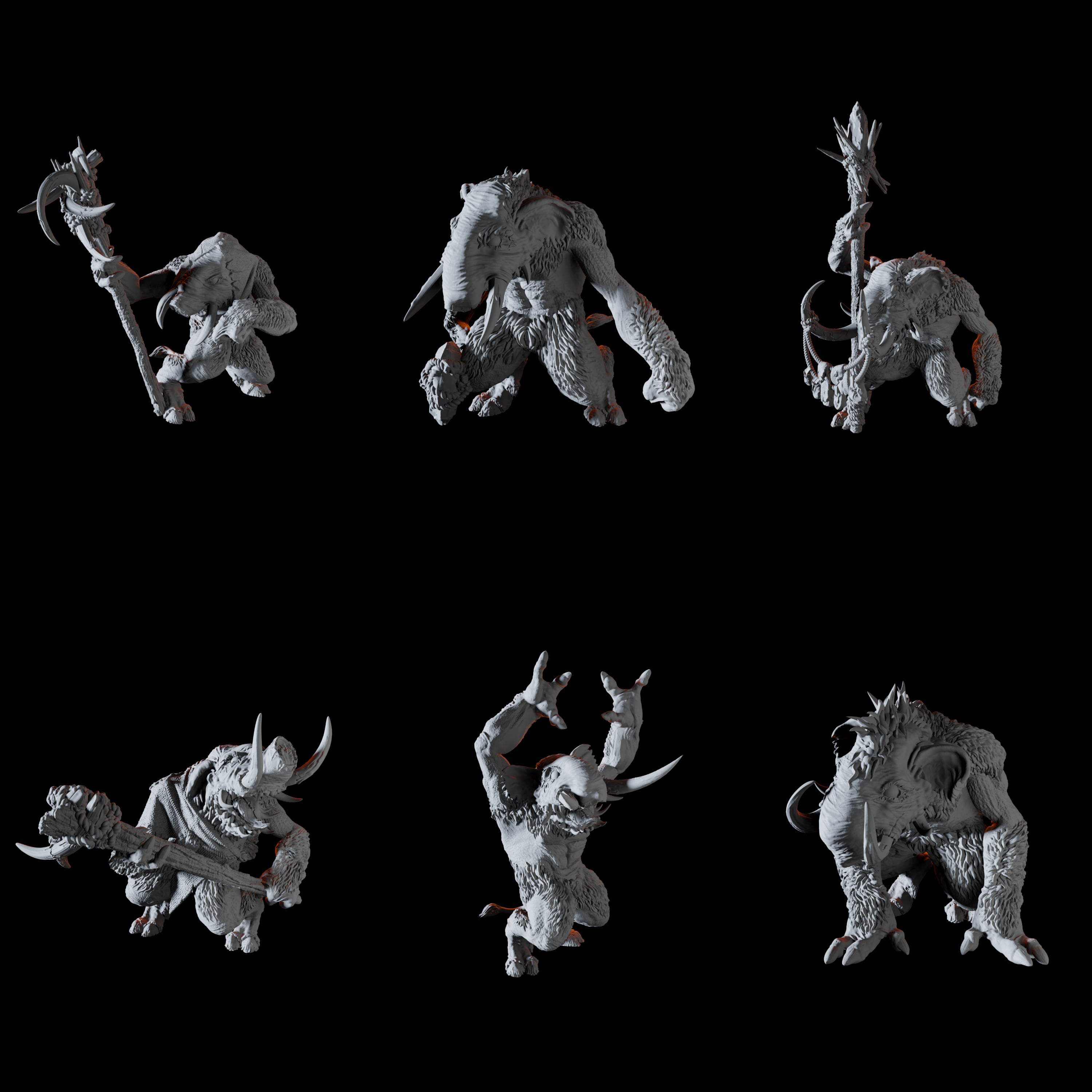 Six Tundra Troll Miniatures for Dungeons and Dragons - Myth Forged