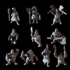Ten Dwarf Barbarians Miniature for Dungeons and Dragons, Pathfinder or other TTRPGs