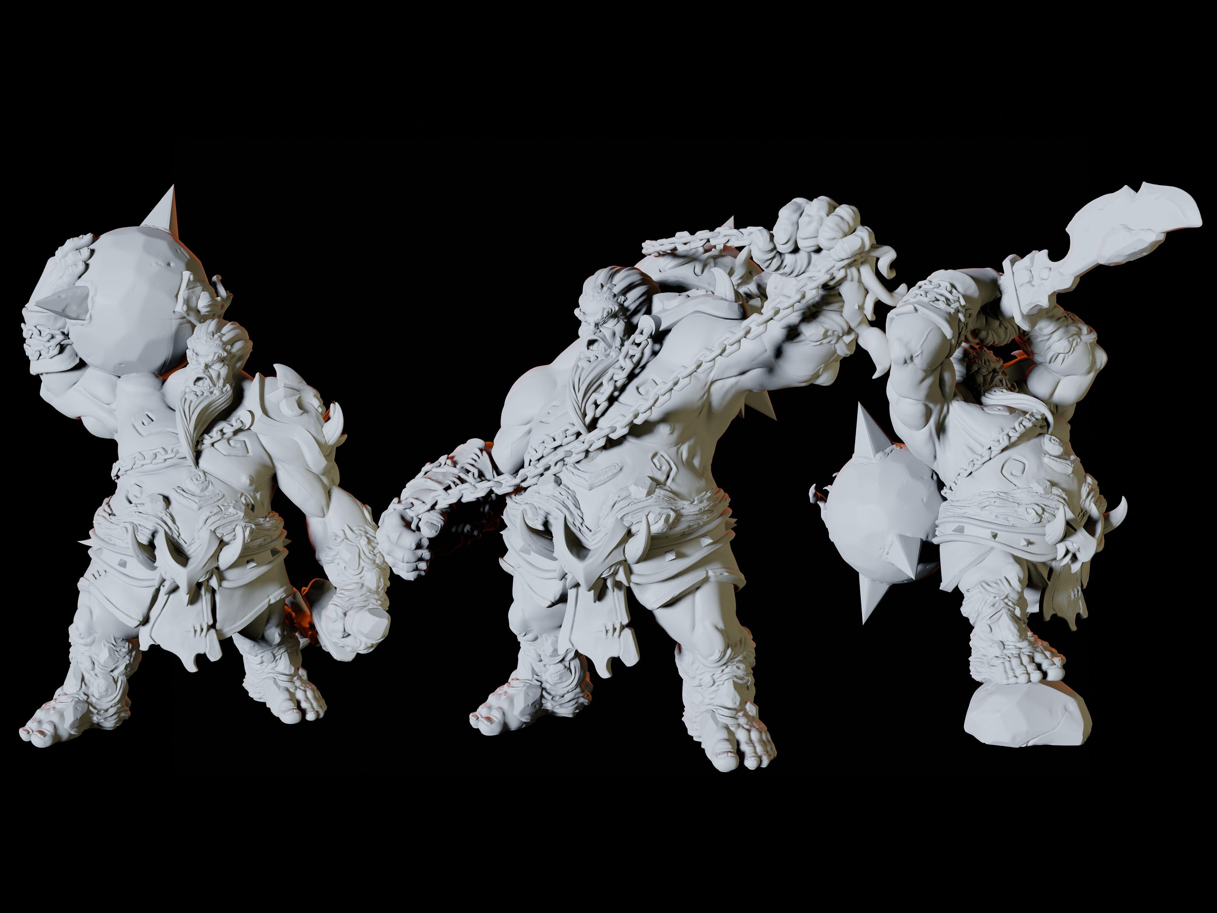 Three Fire Giant Miniatures for Dungeons and Dragons - Myth Forged